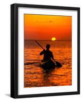 Sea Kayaking at Sunset, Bahama Out Islands, Bahamas-Greg Johnston-Framed Photographic Print