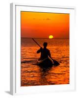 Sea Kayaking at Sunset, Bahama Out Islands, Bahamas-Greg Johnston-Framed Photographic Print