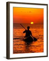 Sea Kayaking at Sunset, Bahama Out Islands, Bahamas-Greg Johnston-Framed Photographic Print