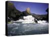 Sea Kayaking by Cliff, USA-Michael Brown-Stretched Canvas