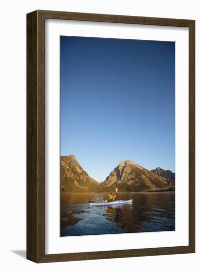 Sea Kayaking Jackson Lake In Grand Teton National Park, WY-Justin Bailie-Framed Photographic Print