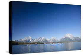 Sea Kayaking Jackson Lake In Grand Teton National Park, WY-Justin Bailie-Stretched Canvas