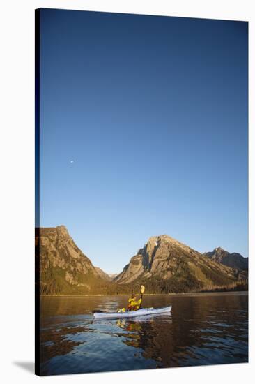 Sea Kayaking Jackson Lake In Grand Teton National Park, WY-Justin Bailie-Stretched Canvas