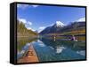 Sea Kayaking on Bowman Lake in Autumn in Glacier National Park, Montana, Usa-Chuck Haney-Framed Stretched Canvas