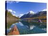 Sea Kayaking on Bowman Lake in Autumn in Glacier National Park, Montana, Usa-Chuck Haney-Stretched Canvas