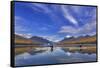 Sea Kayaking on Bowman Lake in Autumn in Glacier National Park, Montana, USA-Chuck Haney-Framed Stretched Canvas