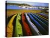 Sea Kayaks, Fisherman Bay, Lopez Island, Washington, USA-Charles Gurche-Stretched Canvas