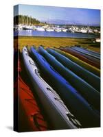 Sea Kayaks, Fisherman Bay, Lopez Island, Washington, USA-Charles Gurche-Stretched Canvas