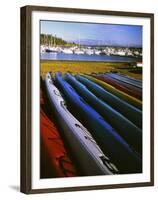 Sea Kayaks, Fisherman Bay, Lopez Island, Washington, USA-Charles Gurche-Framed Premium Photographic Print
