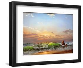 Sea Landscape On A Sunset-balaikin2009-Framed Art Print