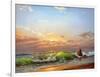 Sea Landscape On A Sunset-balaikin2009-Framed Art Print