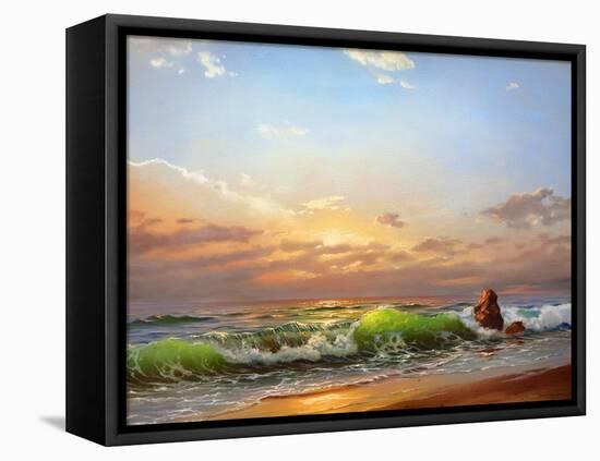 Sea Landscape On A Sunset-balaikin2009-Framed Stretched Canvas