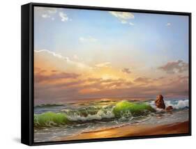 Sea Landscape On A Sunset-balaikin2009-Framed Stretched Canvas