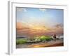 Sea Landscape On A Sunset-balaikin2009-Framed Art Print