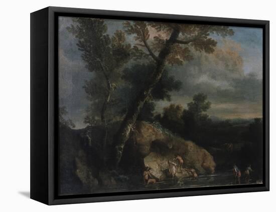 Sea Landscape with Robbers-Salvatore Rosa-Framed Stretched Canvas