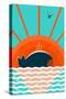 Sea Landscape with Whale Background. Graphic and Bright. Layered Vector Eps8 Illustration.-Popmarleo-Stretched Canvas