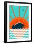 Sea Landscape with Whale Background. Graphic and Bright. Layered Vector Eps8 Illustration.-Popmarleo-Framed Art Print