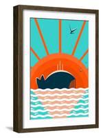 Sea Landscape with Whale Background. Raster Variant.-Popmarleo-Framed Art Print