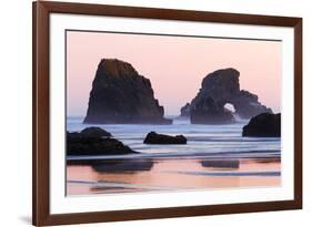 Sea Lion Rock from Indian Beach at sunset, Ecola State Park, Oregon-Adam Jones-Framed Photographic Print