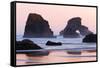 Sea Lion Rock from Indian Beach at sunset, Ecola State Park, Oregon-Adam Jones-Framed Stretched Canvas