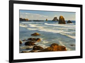 Sea Lion Rock from Indian Beach at sunset, Ecola State Park, Oregon-Adam Jones-Framed Photographic Print