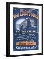 Sea Lion - Vintage Sign-Lantern Press-Framed Art Print