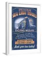 Sea Lion - Vintage Sign-Lantern Press-Framed Art Print