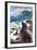 Sea Lions and Lighthouse - Oregon Coast-Lantern Press-Framed Art Print