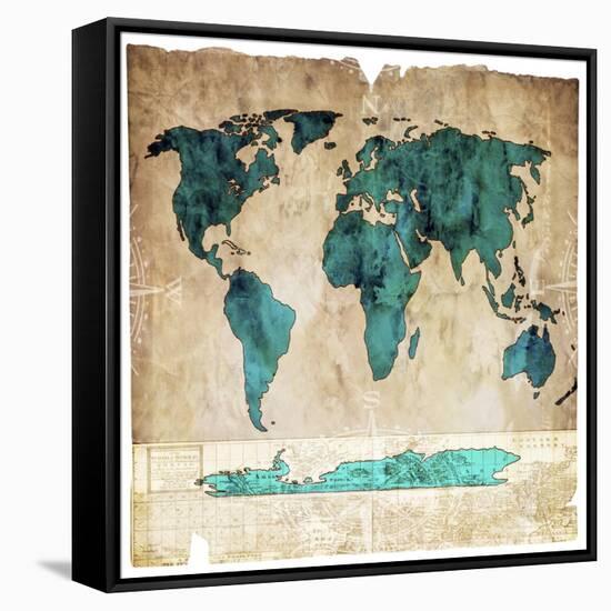 Sea Map I-LightBoxJournal-Framed Stretched Canvas
