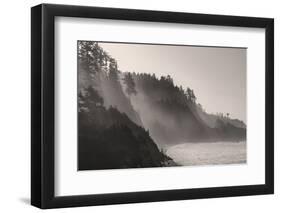 Sea mist rises along Indian Beach at Ecola State Park in Cannon Beach, Oregon, USA-Chuck Haney-Framed Photographic Print