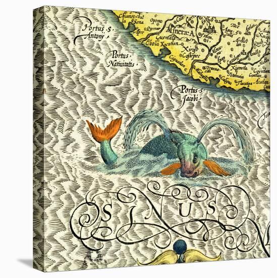 Sea monster, detail from Mercators Atlas, 1619-Dutch-Stretched Canvas