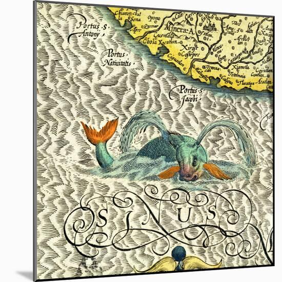 Sea monster, detail from Mercators Atlas, 1619-Dutch-Mounted Giclee Print