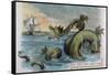 Sea Monster Looks at a Sailing Ship-R. Andre-Framed Stretched Canvas