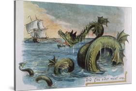 Sea Monster Looks at a Sailing Ship-R. Andre-Stretched Canvas