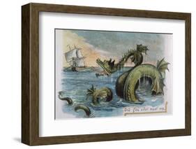 Sea Monster Looks at a Sailing Ship-R. Andre-Framed Photographic Print