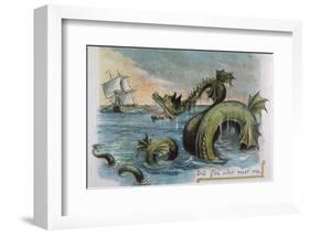 Sea Monster Looks at a Sailing Ship-R. Andre-Framed Photographic Print