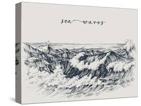 Sea or Ocean Waves Drawing. Sea View, Waves Breaking on the Beach-Danussa-Stretched Canvas