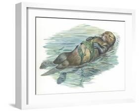 Sea Otter Enhydra Lutris Sleeping in Water-null-Framed Giclee Print