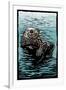 Sea Otter - Scratchboard-Lantern Press-Framed Art Print