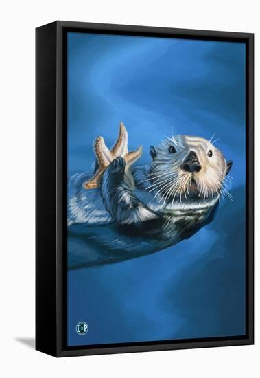Sea Otter-Lantern Press-Framed Stretched Canvas