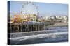 Sea, pier and ferris wheel, Santa Monica, California, United States of America, North America-Peter Groenendijk-Stretched Canvas