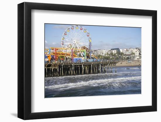 Sea, pier and ferris wheel, Santa Monica, California, United States of America, North America-Peter Groenendijk-Framed Photographic Print
