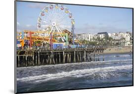 Sea, pier and ferris wheel, Santa Monica, California, United States of America, North America-Peter Groenendijk-Mounted Photographic Print