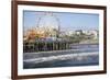 Sea, pier and ferris wheel, Santa Monica, California, United States of America, North America-Peter Groenendijk-Framed Photographic Print