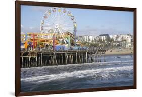 Sea, pier and ferris wheel, Santa Monica, California, United States of America, North America-Peter Groenendijk-Framed Photographic Print