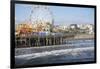 Sea, pier and ferris wheel, Santa Monica, California, United States of America, North America-Peter Groenendijk-Framed Photographic Print