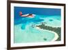 Sea Plane Flying above Maldives Islands-Jag_cz-Framed Photographic Print