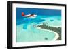 Sea Plane Flying above Maldives Islands-Jag_cz-Framed Photographic Print