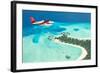 Sea Plane Flying above Maldives Islands-Jag_cz-Framed Photographic Print