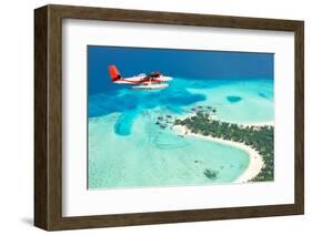 Sea Plane Flying above Maldives Islands-Jag_cz-Framed Photographic Print